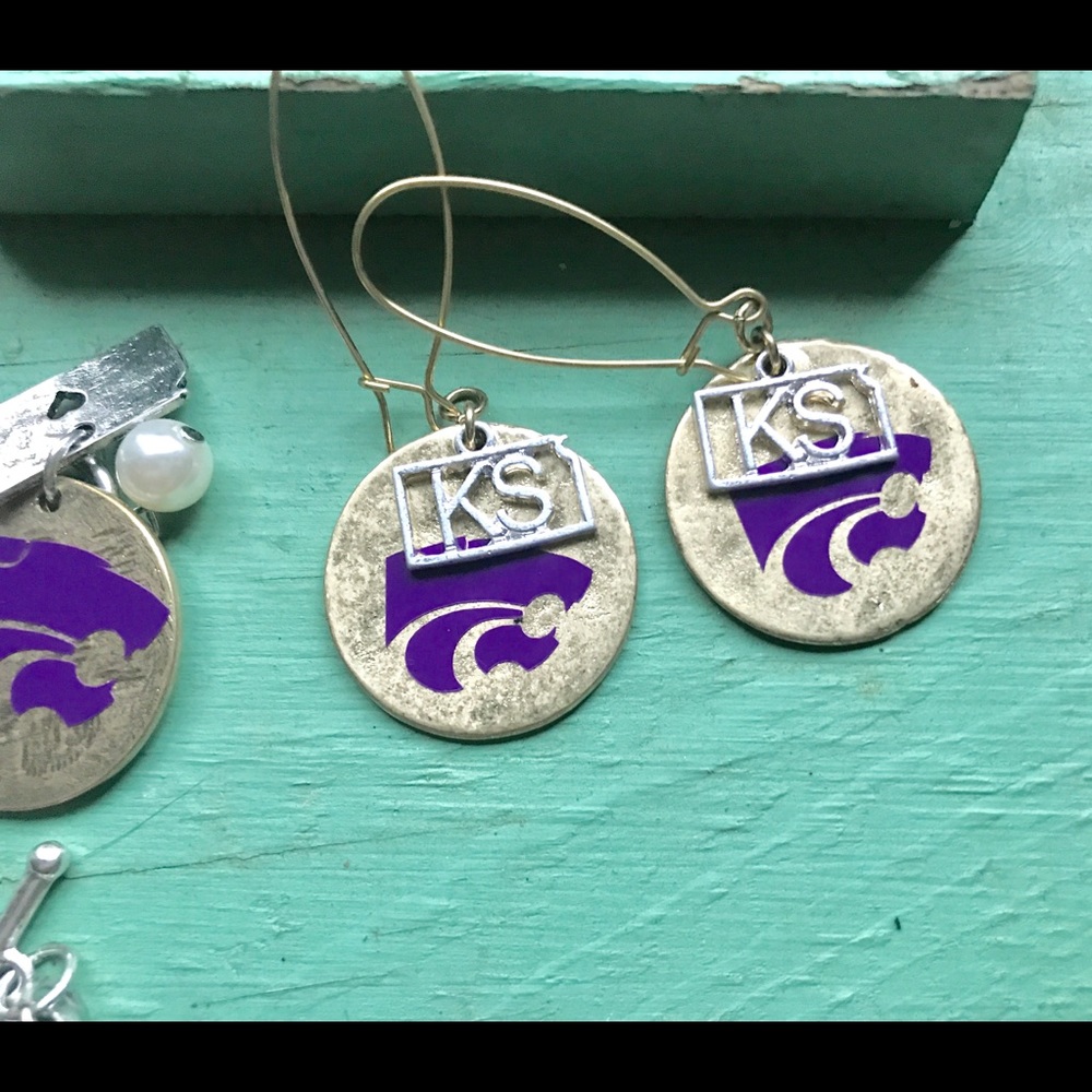 Kansas State Wildcats bracelet and earrings set - Picture 2 of 5